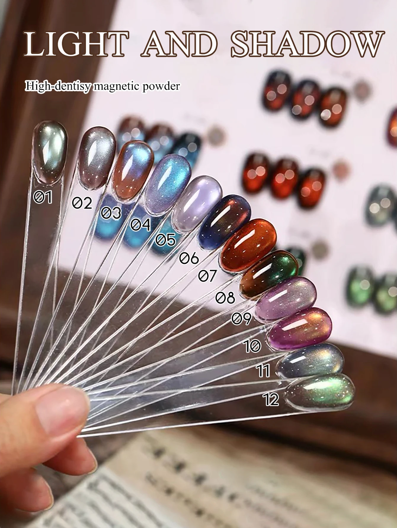 1pcs TC 12 Color Light Shadow Cat Eye Gel Nail Polish 2026 Autumn Winter Popular High Density Brown Base Glass Bead Nail Art