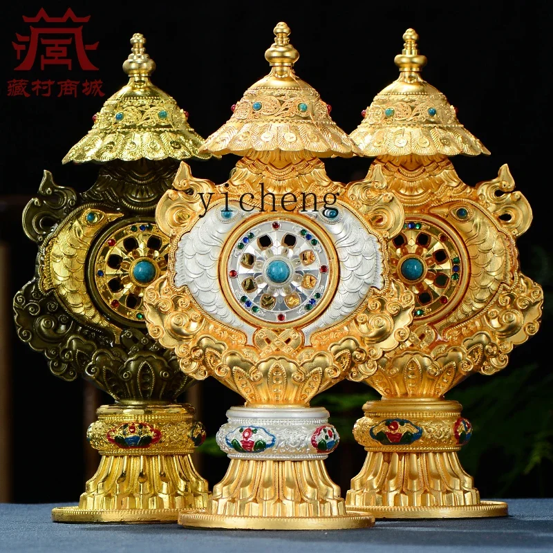 

L7- eight auspicious collection gilt silver eight treasures ornament bead inlaid home desktop ornament