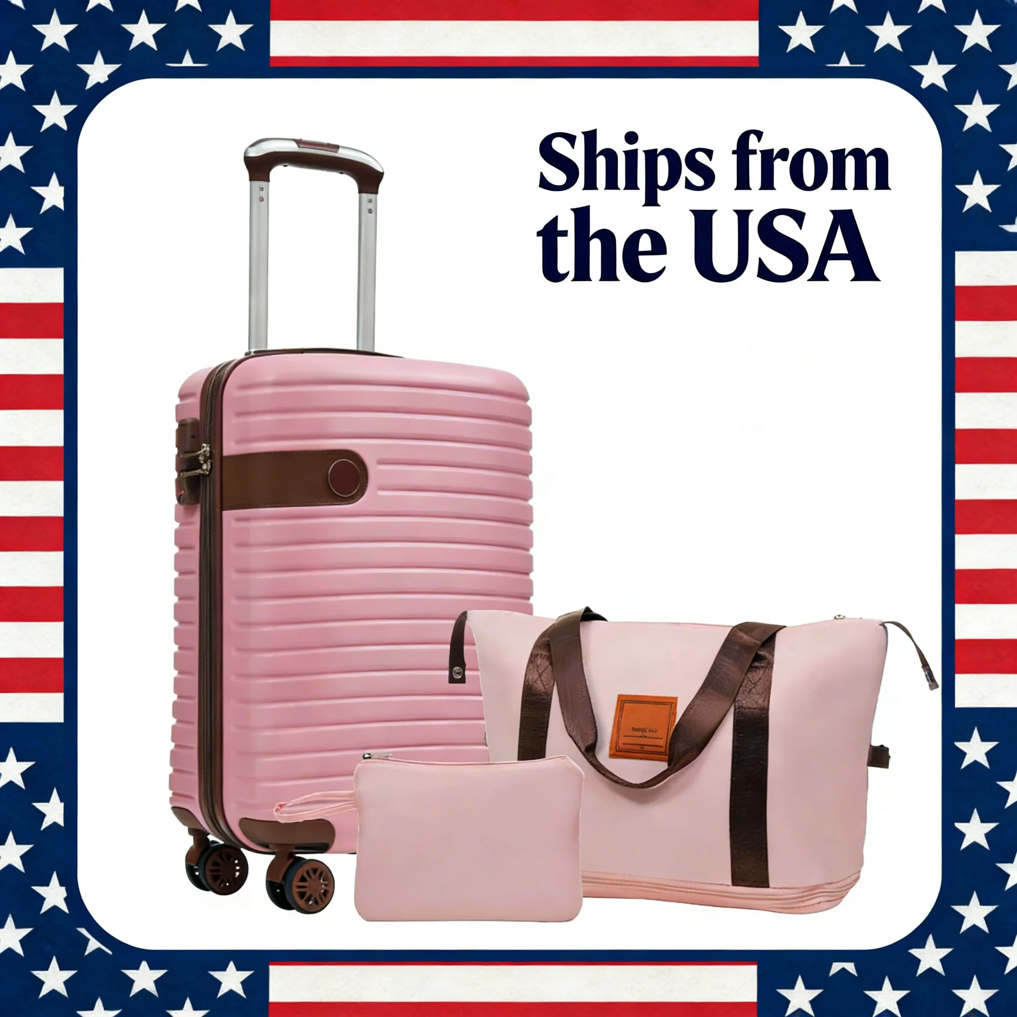 

3 Piece Luggage Sets 20inch Carry on Luggage 22x14x9 Airline Approved, Lightweight Hardshell ABS Suitcases with Wheels