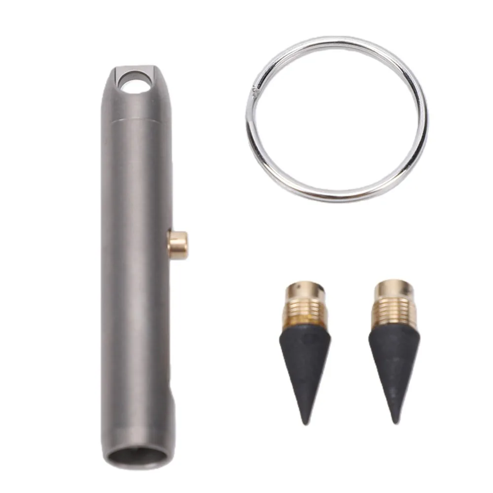 Titanium Alloy Mini Pencil Mini Size Portable Replaceable Tip Pen Replaceable Tip Erasable Keychain Portable Pencil