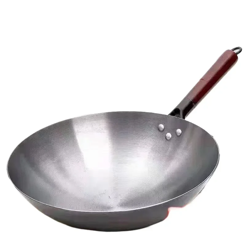 

Iron Wok,Traditional Non-coating Woks Hand Forged with Detachable Wood Handle Kitchen Pan Kitchen Gas Pot Cookware