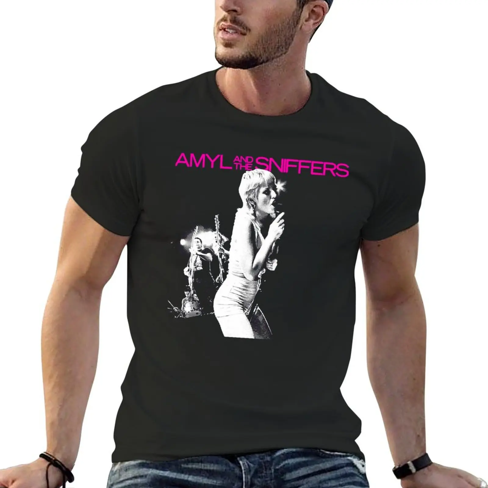 

Amyl and The Sniffer.s T-Shirt korean fashion for a boy black t-shirts for men