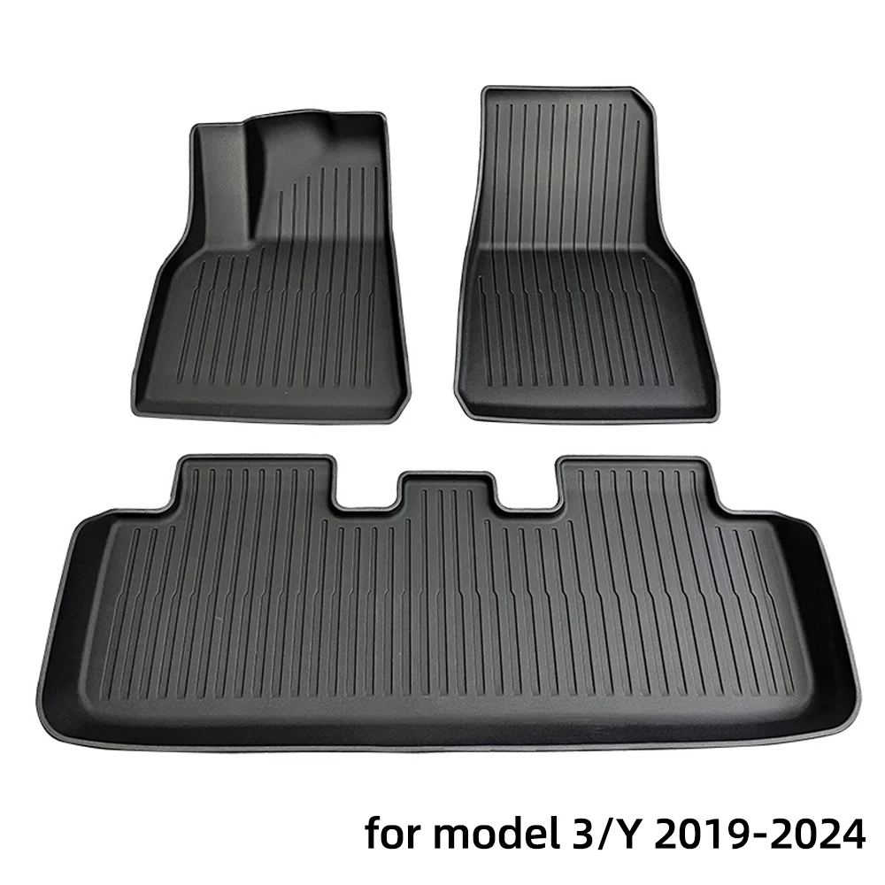 Floor Mats for Tesla Model Y Model 3 2019-2024 All Weather Trunk Floor Mat Waterproof Non-Slip Cargo Liner Left Right Rubber