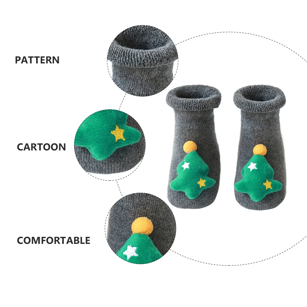 

1Pair Christmas Baby Socks Cotton Comfortable Elastic Anti-Slip Winter Cartoon Toddler Socks Christmas Sock