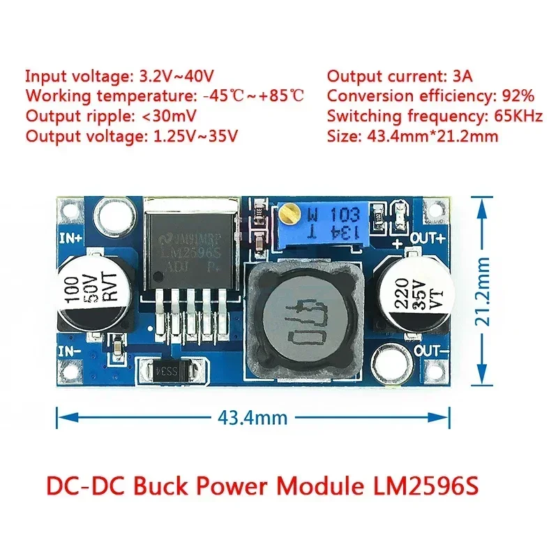 LM2596s DC-DC step-down power supply module 3A adjustable step-down module LM2596 voltage regulator 24V 12V 5V 3V