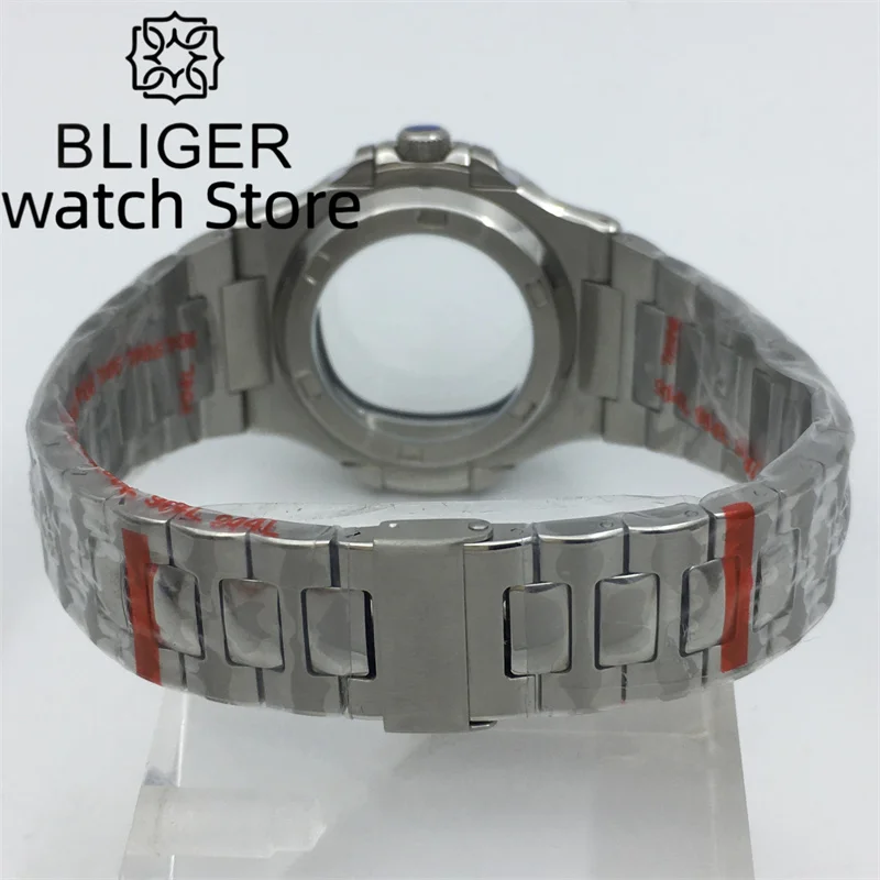 Caso BLIGER 40mm Vidro de safira prata ouro rosa com NH35 NH36 ETA2824 2836 Miyota8205 8215 PT5000 Pérola DG2813 3804 Movimento