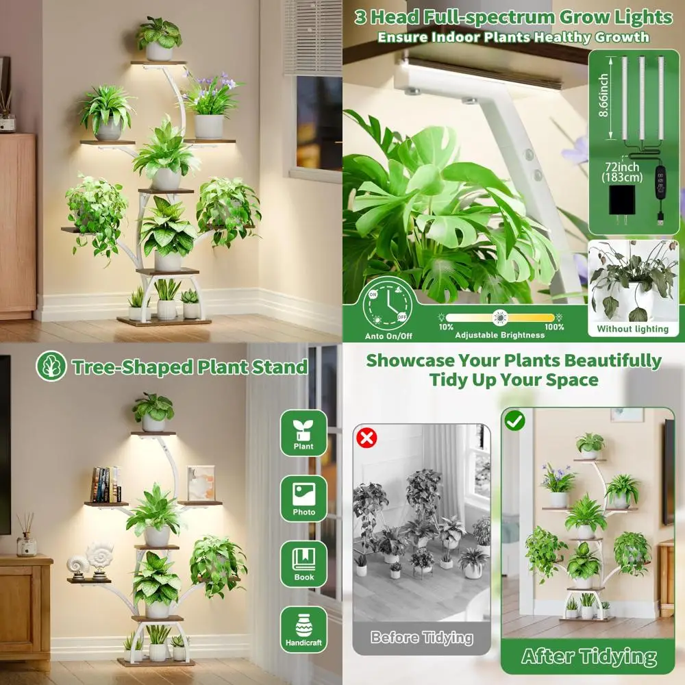 plant stand indoor with grow lights, 6 tiered plant shelf indoor, 50