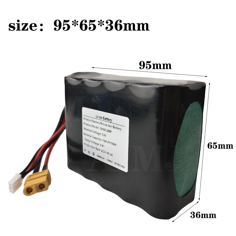 7.4V 15Ah High Capacity UAV Rechargeable Li-ion Battery 2S5P 2S5P for Various RC Airplane Quadrotor XH2.54-3P XT60