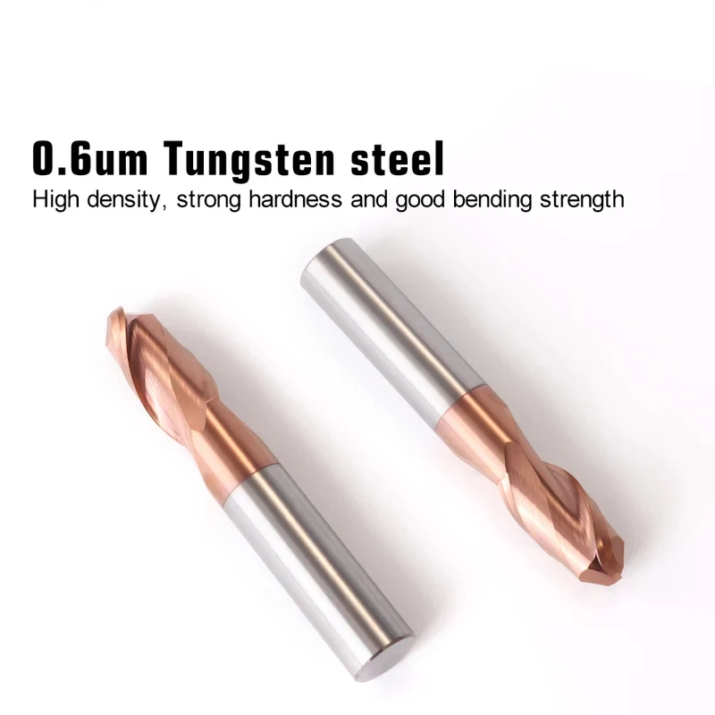 

HRC55 Ball Nose End Mill Carbide Tungsten Steel Ball Endmill Metal Milling Cutter 2Flutes CNC Cutting Tools Radius R0.5-R6 tool