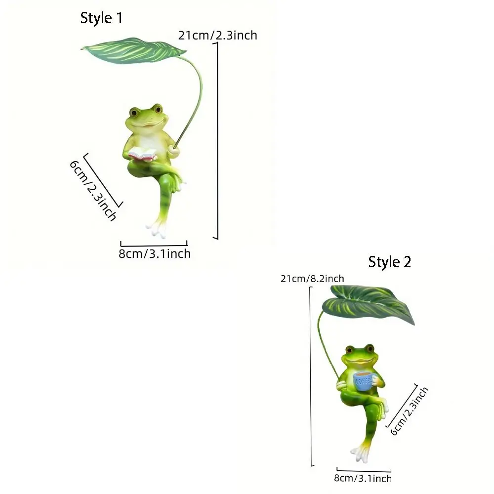 الحرف الراتنج الضفدع تمثال لطيف واقعية الضفدع زخرفة ديكور مع ورقة الكرتون حديقة الضفدع تمثال غرفة المعيشة #6