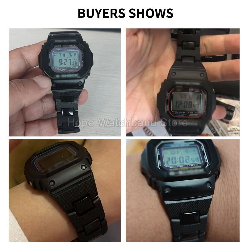 Interfaz especial 16 mm negra para correa de reloj Casio GW-M5610/GA-2100 hecha de pulsera resistente a los arañazos de acero plástico de alta calidad