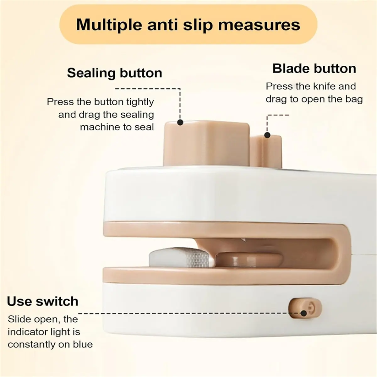 #77K Portable Mini Bag Sealer and Cutter Portable Handheld Chip Bag Sealer,Handheld Chip Sealer,(Milk Coffee White)