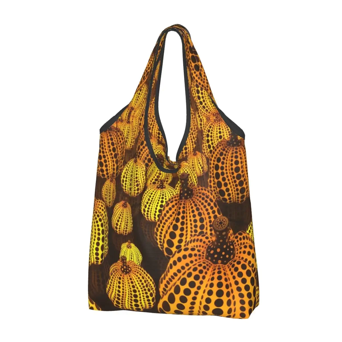 Yayoi Kusama Pumpkin Large Reusable Bags Shopping Foldable Japanese Mystery Grocery Bags Lightweight Gift Eco Bags Durable