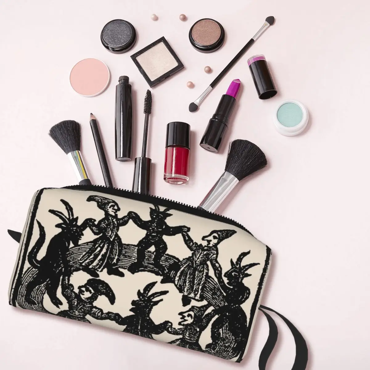 Custom Fashion Witches Circle Dance Travel Toiletry Bag for Women Cosmetic Makeup Bag Beauty Storage Dopp Kit