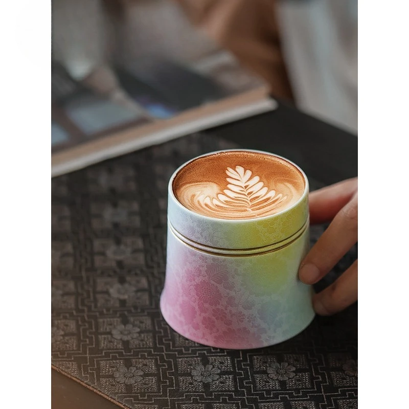 Grilled flower handmade ceramic high-end coffee cup mug afternoon teacup light luxury high-end