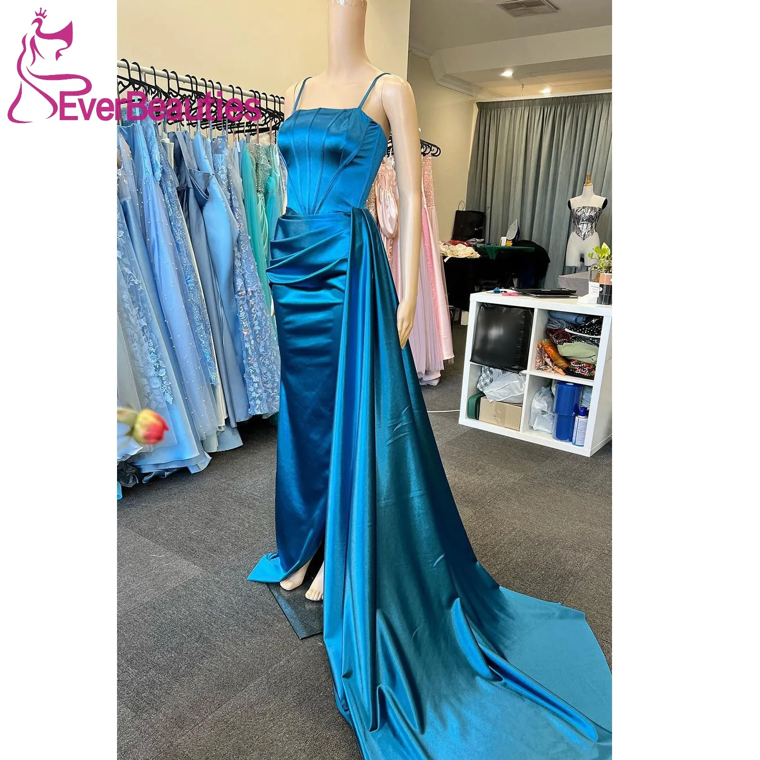 

Spaghetti Straps Vestidos De Gala Mujer Satin Prom Dress for Women 2024 Mermaid Formal Party Dress with Cape Evening Gown