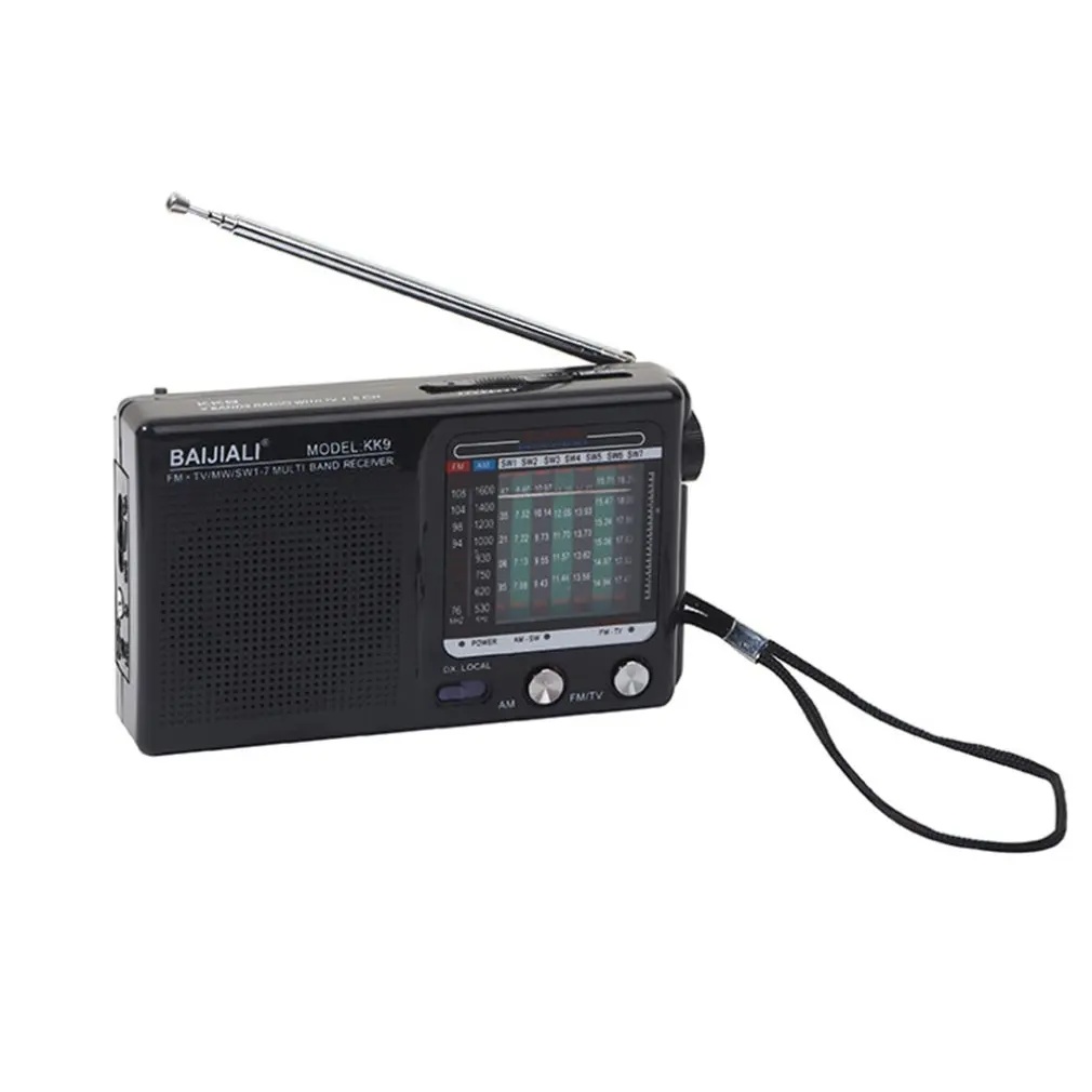 Mini FM Radio Receiver Telescopic Antenna Full-wave Band Multifunctional Radios AA Battery Powered Built-in Speaker for Elderly