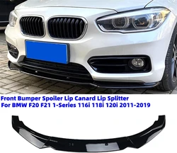 For BMW F20 F21 1-Series 116i 118i 120i Standard 2011-2019 Car Front Bumper Spoiler Lip 3Pcs PP Bumper Canard Lip Splitter