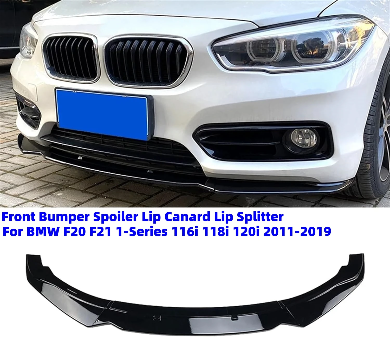 For BMW F20 F21 1-Series 116i 118i 120i 2011-2019 Car Front Bumper Spoiler Lip 3Pcs PP Bumper Canard Lip Splitter