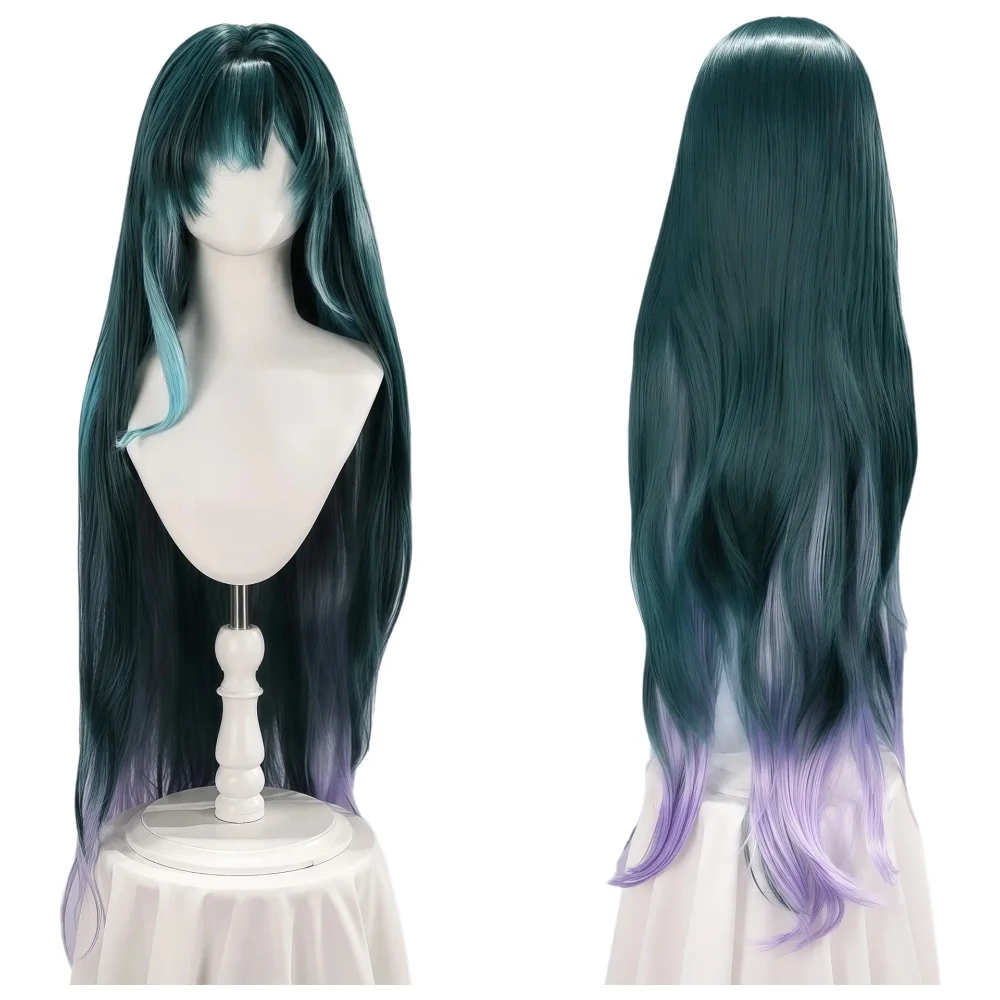 Vodyanitsa Cosplay Perücke Grün-Lila Gemischte Perücken für Frauen Anime-Kostüme Hitzebeständiges Synthetisches Haar Halloween Karneval