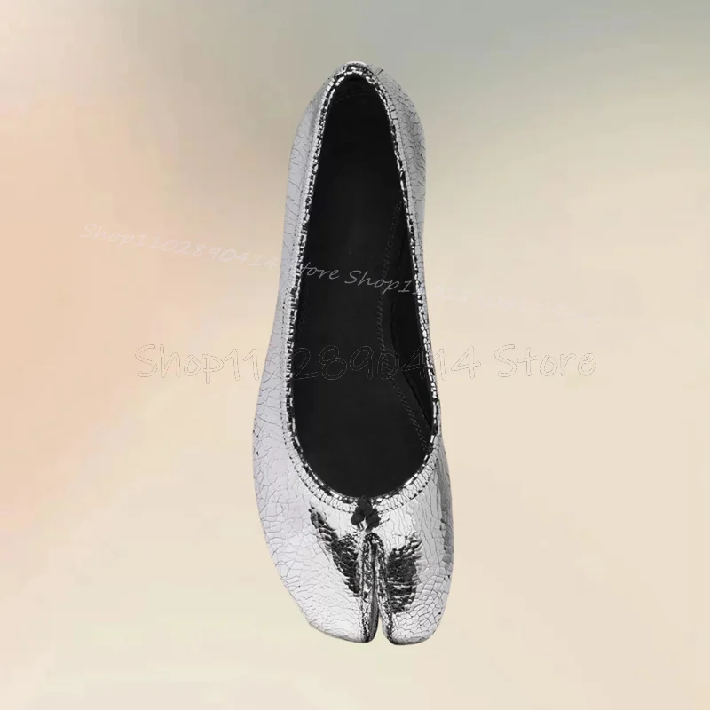 

Silver Glitter Crack Pattern Horse Hoof Pumps Slip On Women Shoes Low Top Fashion Party Feast Banquet 2024 Zapatos Para Mujere