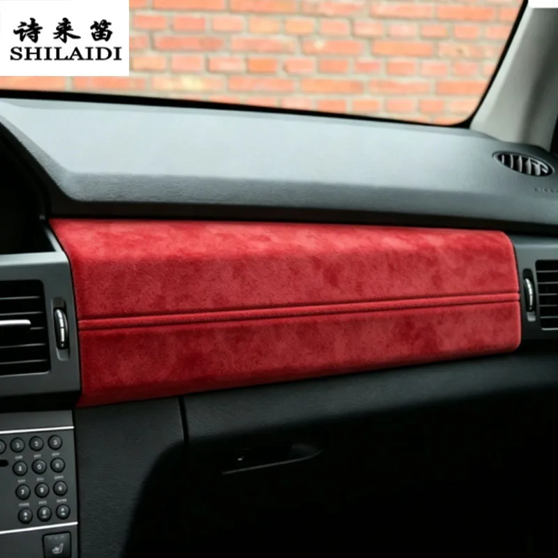 Suede leather For Mercedes Benz GLK X204 2008-2012 Car air vent outlet AC trim Keyhole Start Co-pilot Gear Door Interior Sticker