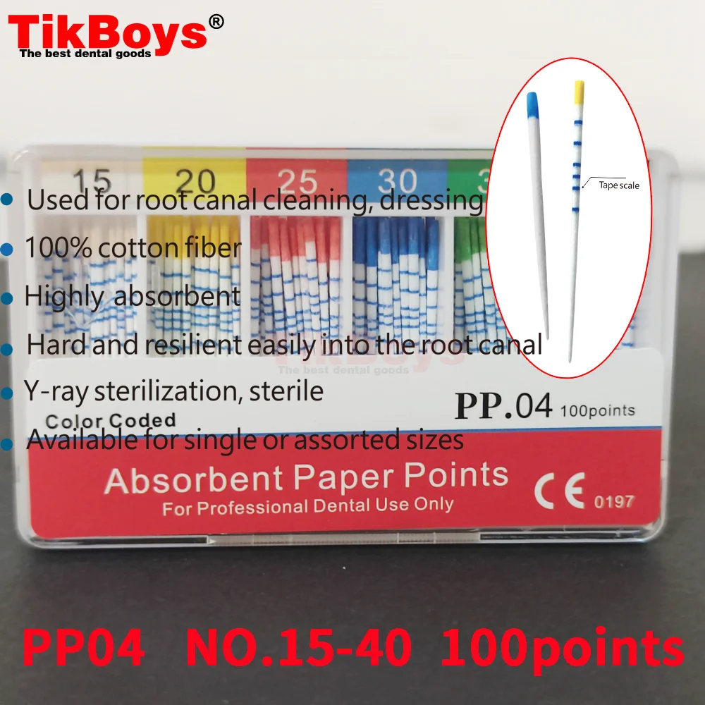 1Box Absorbent Paper Point Tooth Root Cotton Fiber Tips Dentist Products Dental Materi #15-40 F1 F2 GP/PP Material Endodoncia