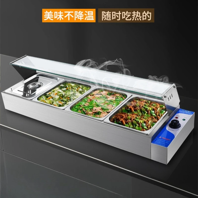 Stainless steel insulation soup pool, glass cover, insulation Taipower heating, commercial fast food counter, dining table