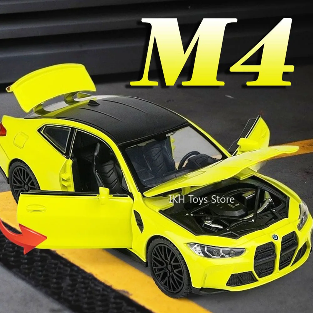 

1:32 Scale M4 M8 Miniature Model Sports Car Toys Alloy Diecast Sound Light Doors Opened Pull Back Vehicle Models for Kids Gifts