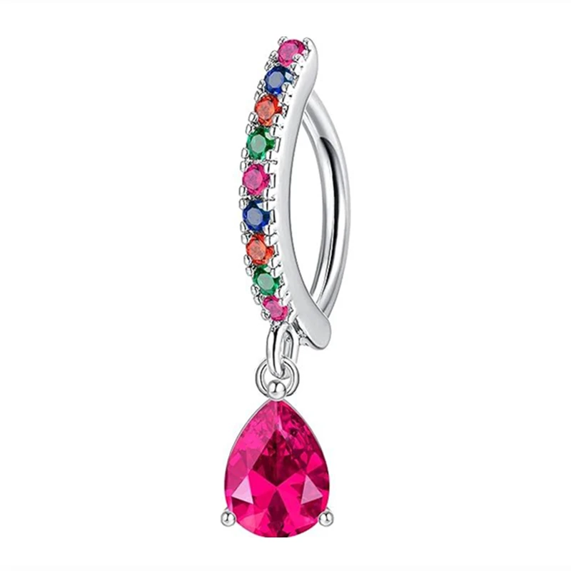 Stainless Steel Crystal Clicker Belly Button Ring