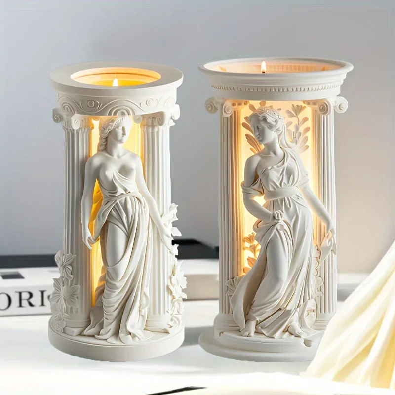 Silicone Mold Candle 3D Athena Goddess Resin Casting Candle Molds Greek Mythology Silicone Molds for DIY Home Decor