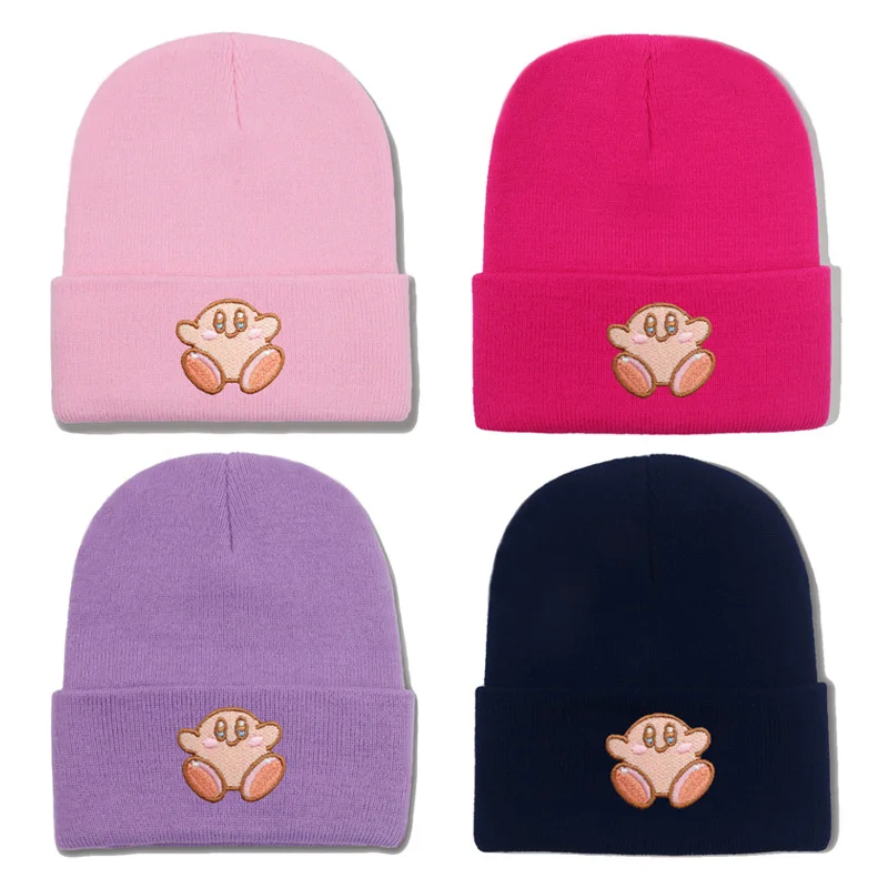 

Kawaii Kirby аниме вязаные шапки для мужчин и женщин однотонная качественная кепка милые повседневные теплые шапки модная универсальная кепка унисекс подарок