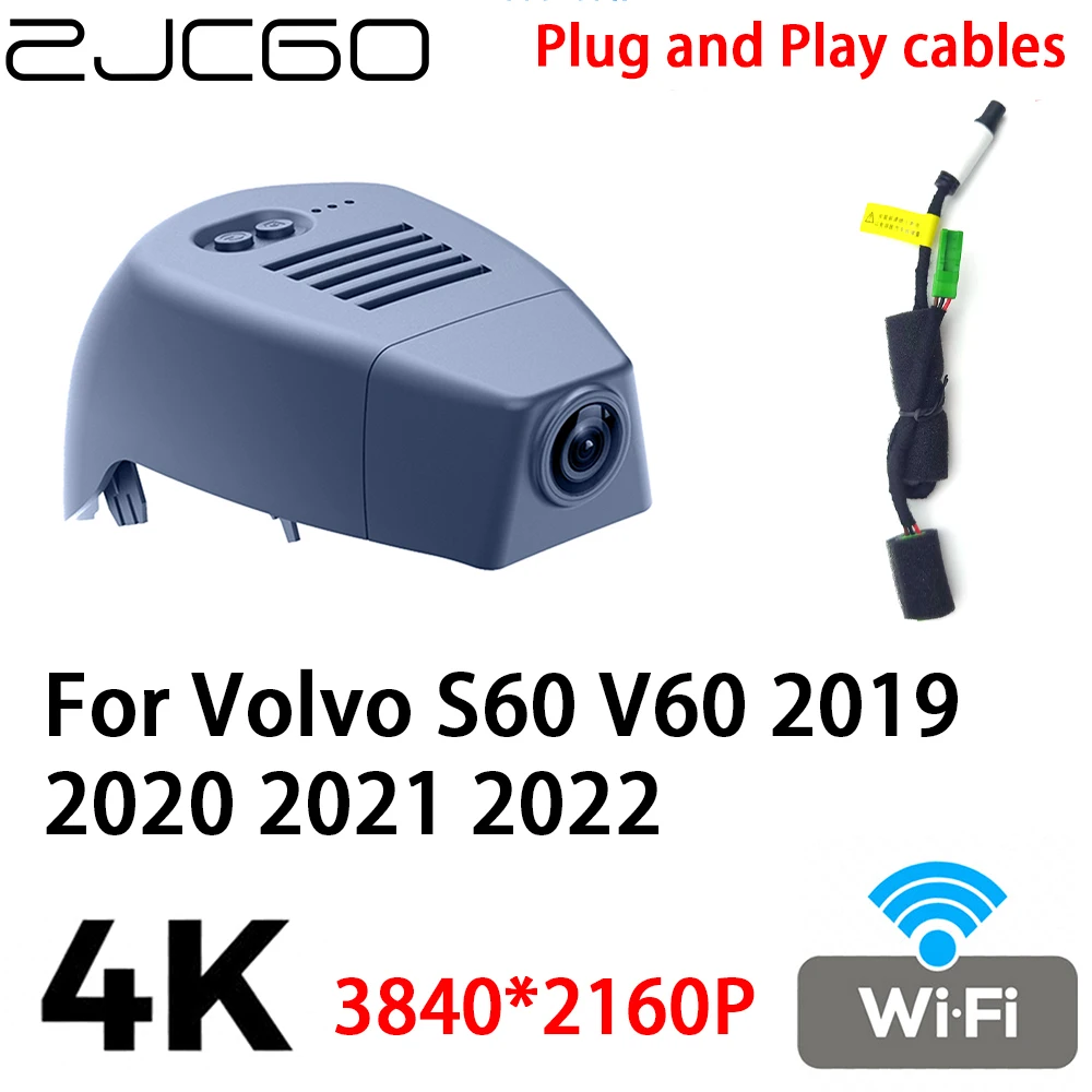 ZJCGO 4K 2160P Car DVR Dash Cam Camera Video Recorder Plug and Play for Volvo S60 V60 2019 2020 2021 2022