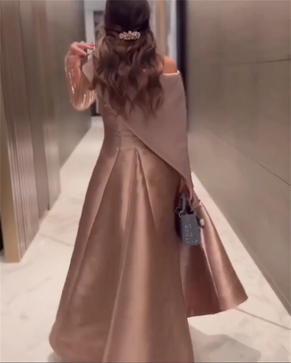 Vestido de fiesta fruncido con lentejuelas de satén personalizado, corte en A, un hombro, vestido para ocasión a medida, vestidos por debajo de la rodilla de Arabia Saudita