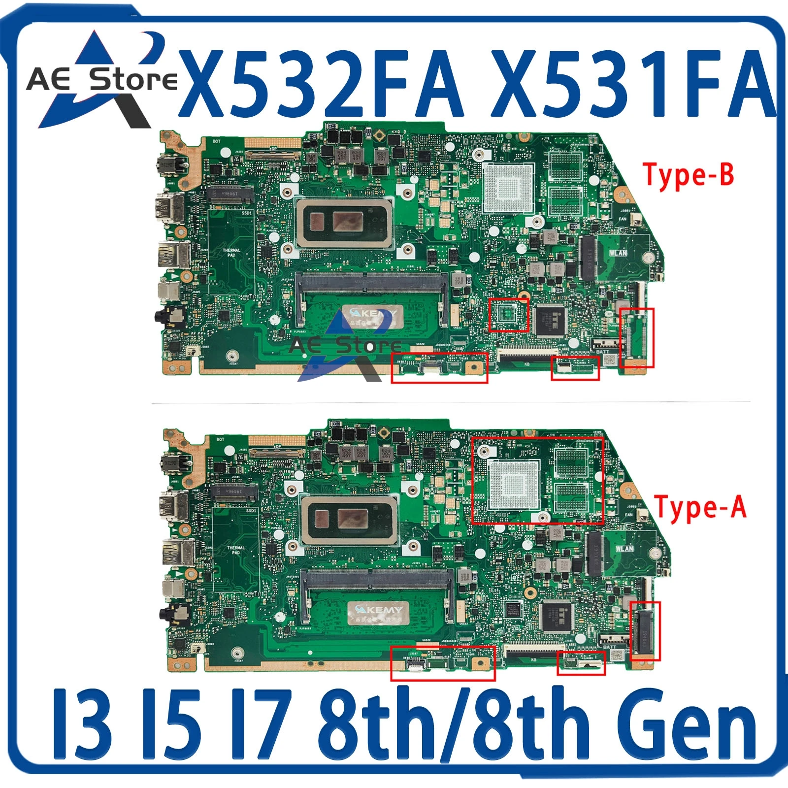 

X532FA X531FA Mainboard For ASUS X532FL X532FLC X532FAC X532F X531F S531F K531F V531F S532F K532F V532F Laptop Motherboard