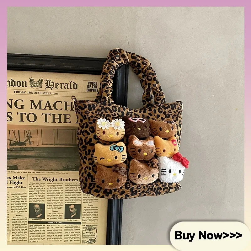 여성을위한 Hellokitty 핸드 헬드 버킷 백 가을 겨울에 다재다능한 대용량 부드럽고 독특한 크로스 바디 백 귀여운 작은 가방