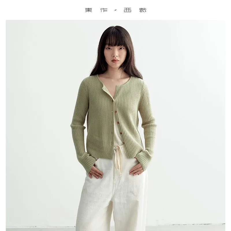 

Fashionable Outfit~ Vertical Ribbed High-End Cashmere Wool Knit Cardigan for Women, Autumn 2025 New Style, Lazy Style Sweater