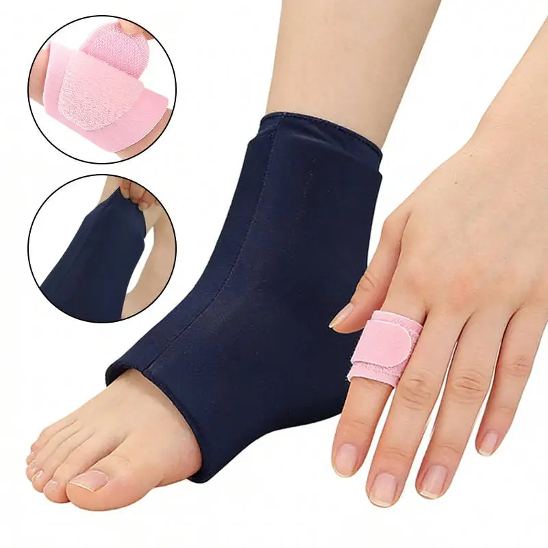 Kit d'équipement de protection des articulations de la cheville, élastique, froid, chaud, double usage, Gel solide, protection de la cheville, sangle de renfort réglable pour les doigts