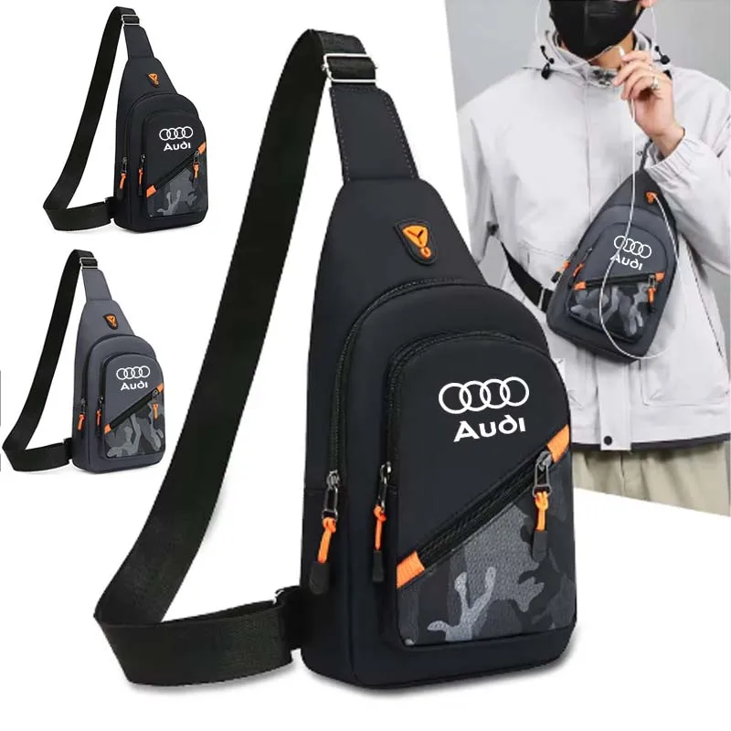 Men Chest Bag Zip Handbag Waist Bag Crossbody Bag Headphone Cable For Audi Quattro TT A3 A4 A6 A5 Q5 A1 Q7 Q3 A8 Q2 A7 RS7 S7 S8