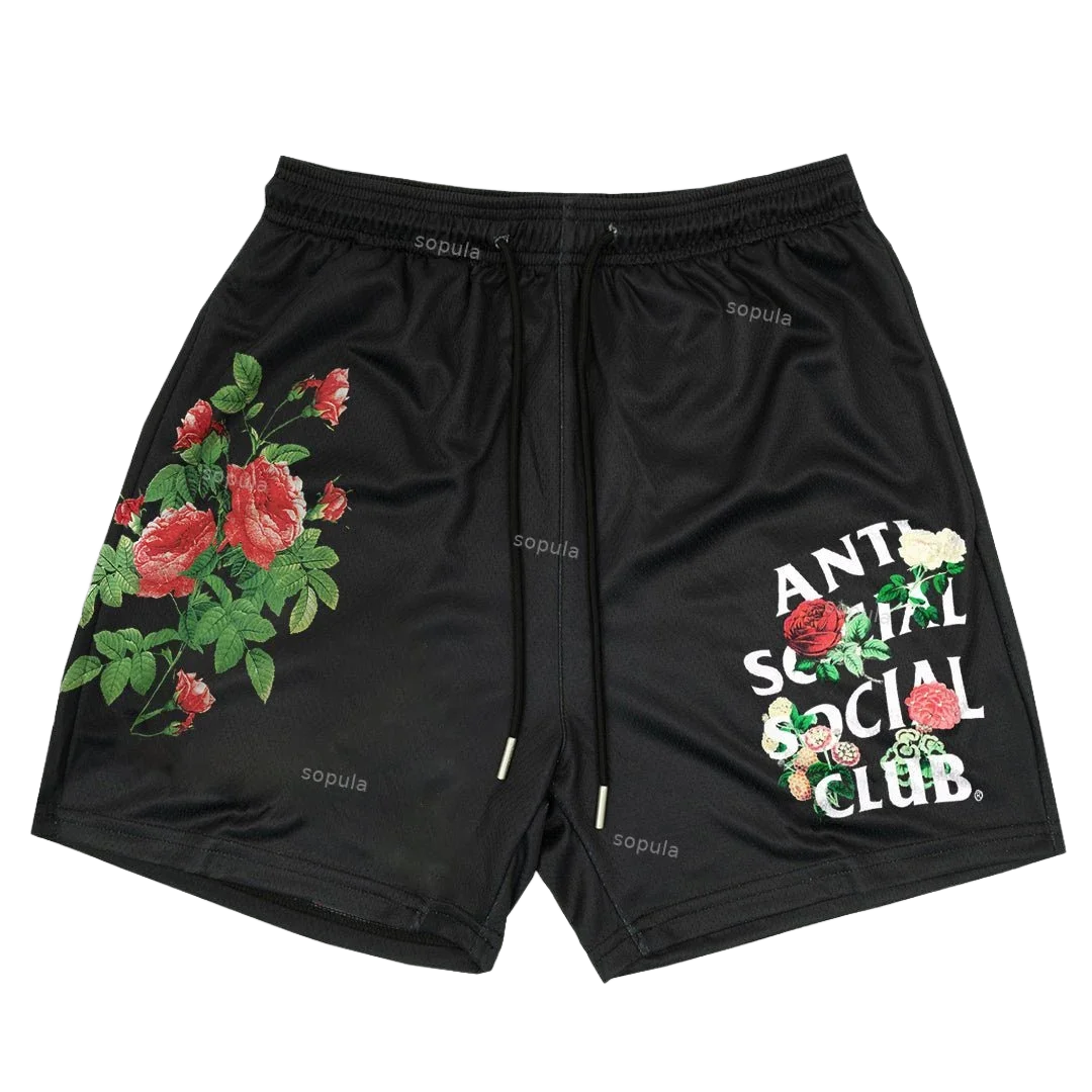 

Уличные шорты с узором красной розы и принтом Tide, спортивные тренировочные дышащие модные шорты, уличная одежда, мужские модные повседневные шорты