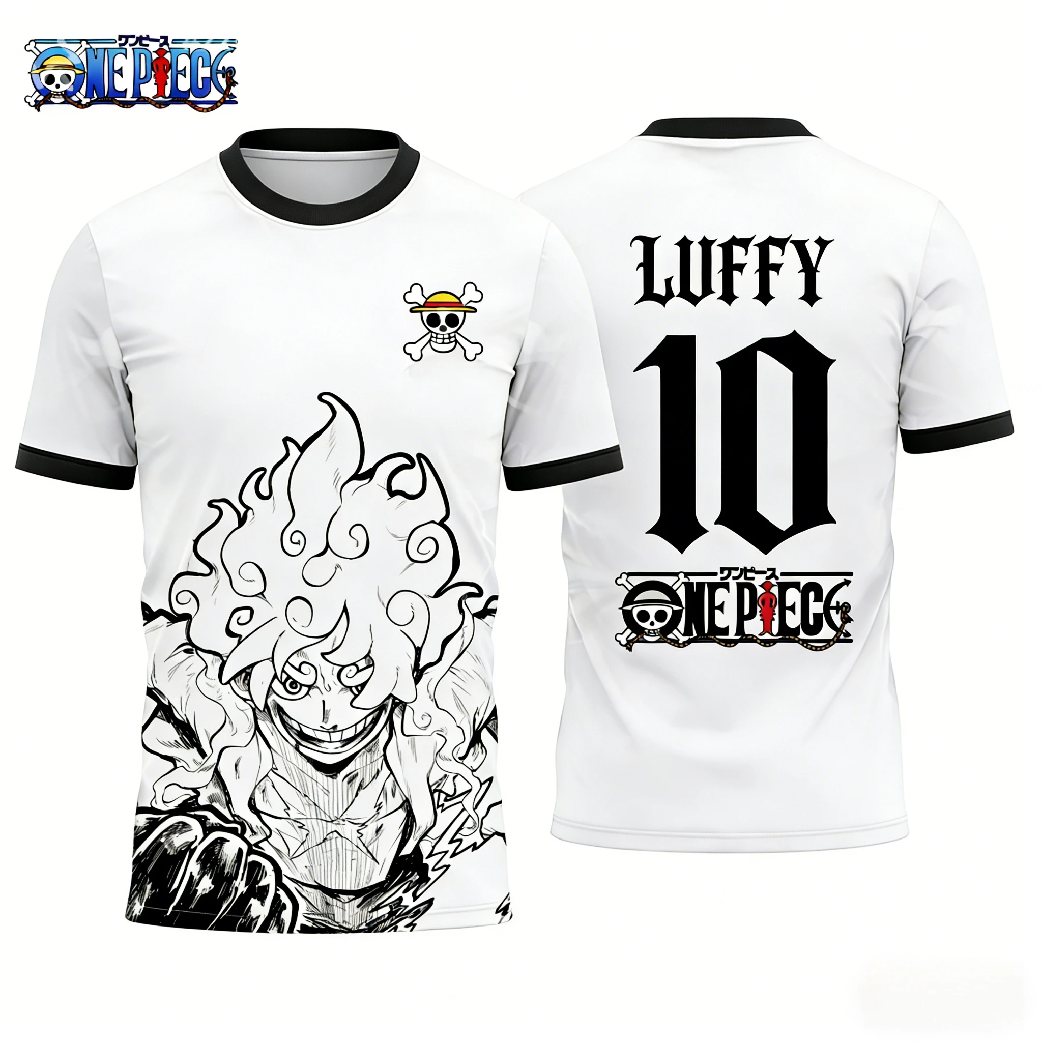 2026 Summer One Piece Luffy Retro Cosplay T-shirt Men's Oversized 3D Printed Short-sleeved Family Unisex Children's Sports Shirt