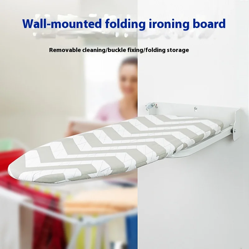 Cross-border portable folding ironing board with convenient wall-mounted metal solution for household cleaning, easy storage
