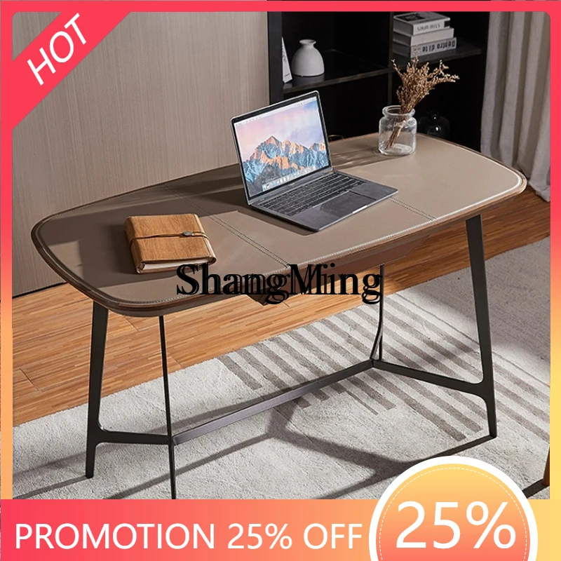

CL desk saddle leather computer table high sense modern minimalist light luxury writing desk desk