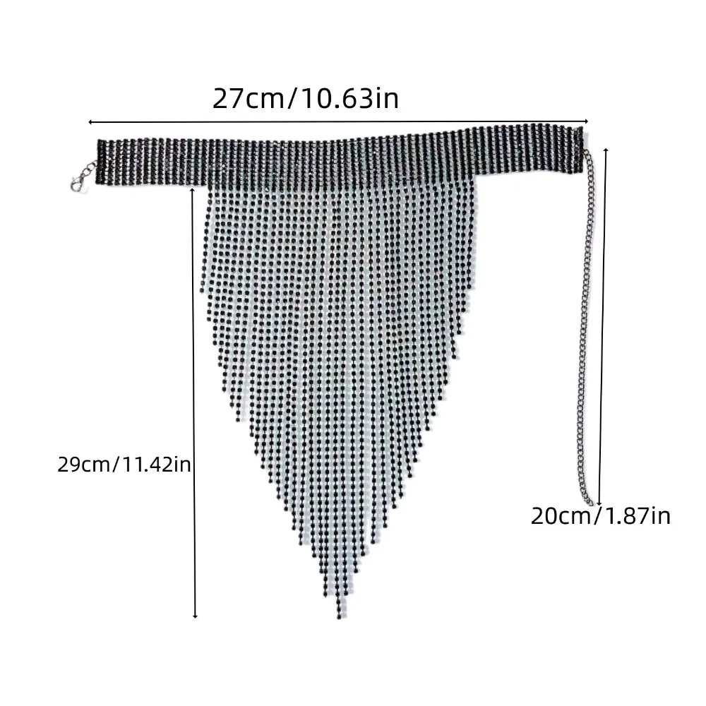 الأزياء الفاخرة حجر الراين شرابة قلادة مجوهرات بسيطة هدايا النساء قلادة تنوعا المختنق قلادة مثير بار وملهى ليلي #6