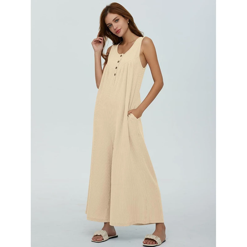 Mono con bolsillos para mujer, ropa holgada informal, estilo europeo y americano, novedad de verano, 2024