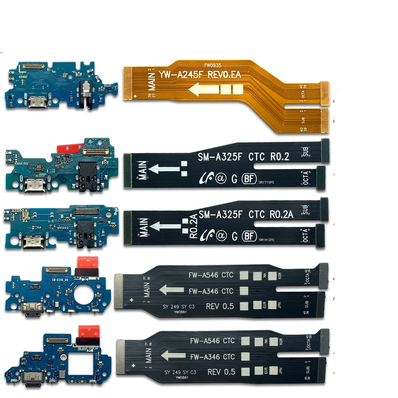 

USB Charger Main Charging Dock Port Board + Mainboard Connector Flex Cable For Samsung A10S A20S A24 A32 A34 A52 A54 A72 4G 5G