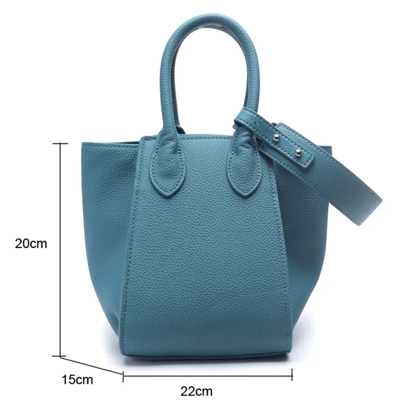 Designer Leather Bucket Bag Genuine Cowhide Basket Bag 2023 New Women Underarm Purse Small Tote Bag