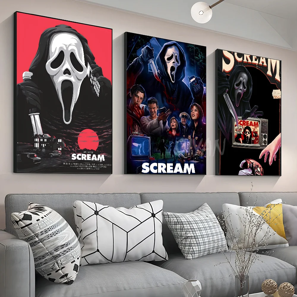 1PC Scream Horror Movie Poster Stickers art wall Murals decor Game Room Decor Gifts Kawaii HD painting Cat Cars