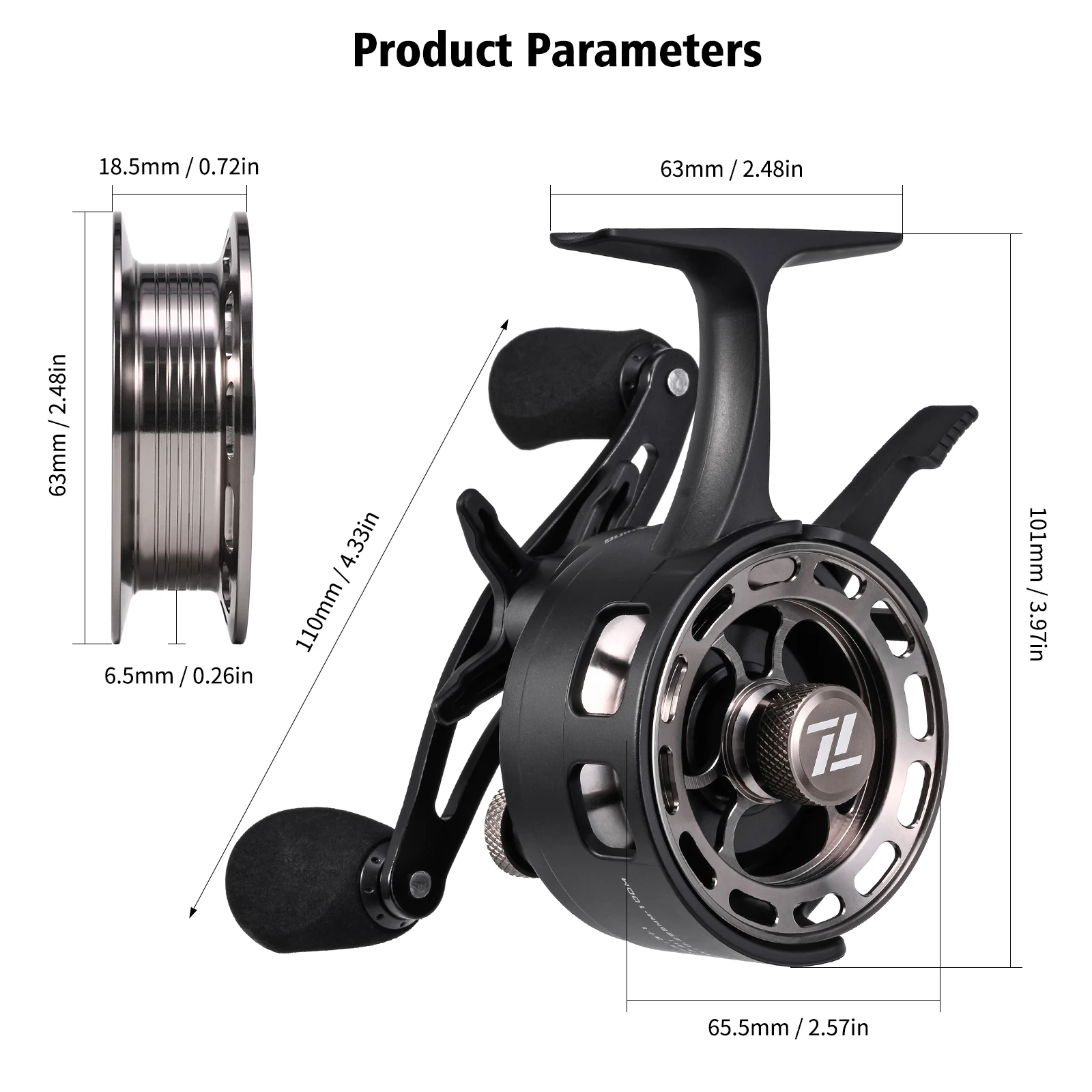 cnc machine fishing reels Black CNC Ice Fishing Reel 4 Bearing Metal Spool