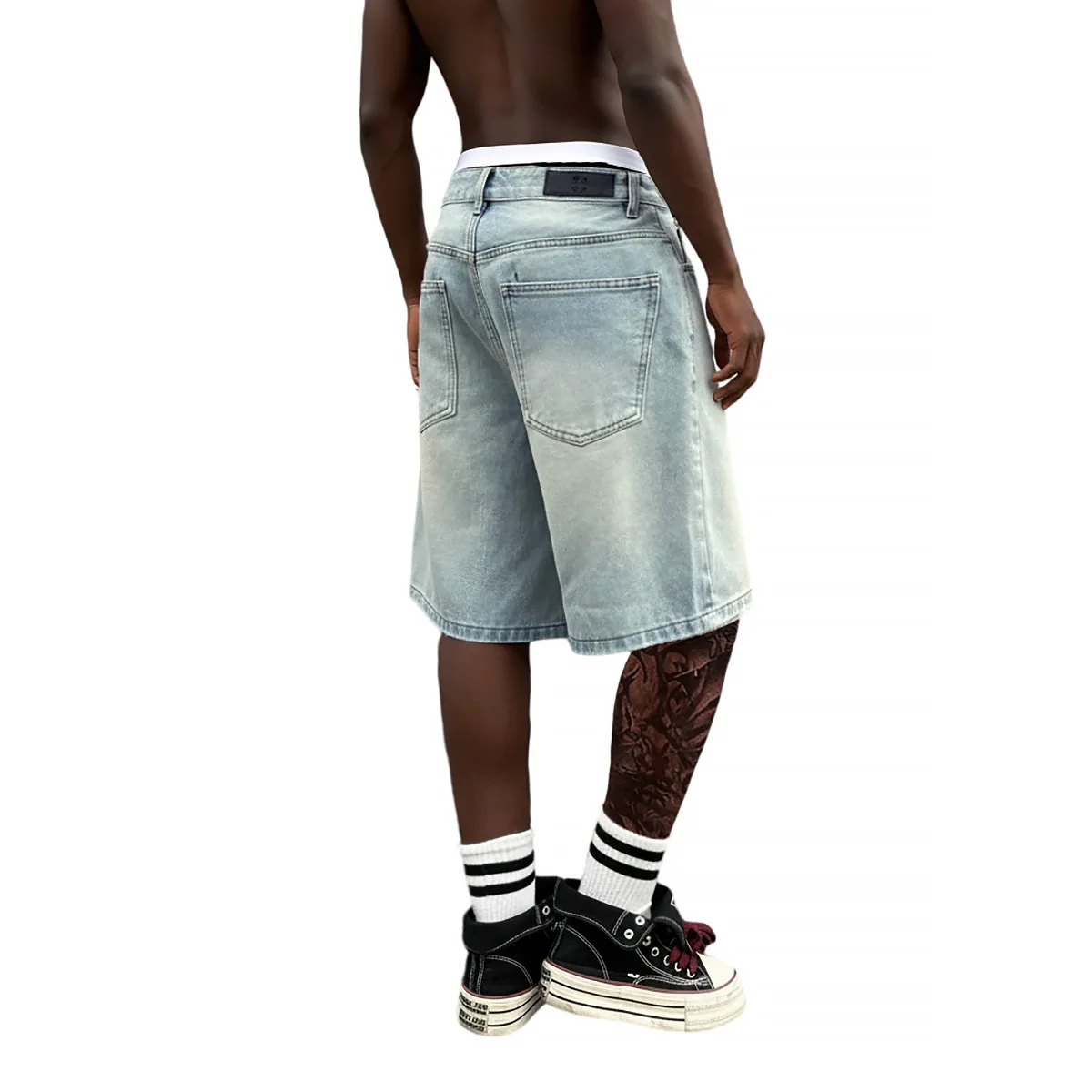 Metal Buckle Short Baggy Jeans - Jeans Pants Fashion Men บทวิจารณ์และราคา